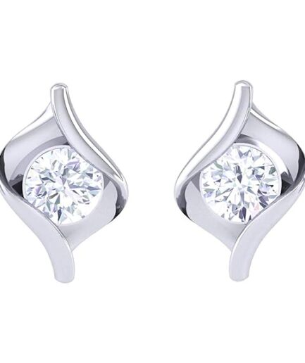 Sterling Silver Platinum Plated Mia Solitaire Earring